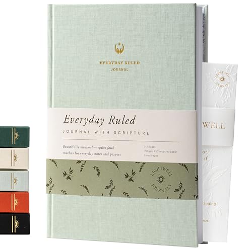 Carnet chrétien haut de gamme en papier 110 g/m² - Journal de prière ligné vert menthe 192 p.