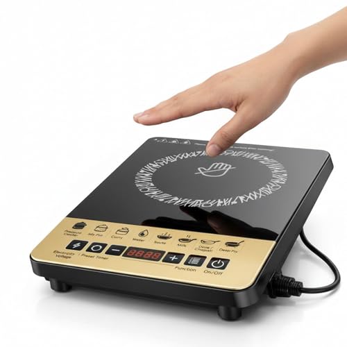 Image of Drumstone (𝟐𝟎 𝐘𝐞𝐚𝐫𝐬 𝐰𝐚𝐫𝐫𝐚𝐧𝐭𝐲) 2000W Induction Cooker Portable Electric Stove, Fast Heating Induction Cooktop with Temperature Control,Crystal Glass Surface for Kitchen