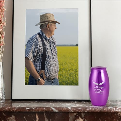 Image of Small & Medium Urn for Human Ashes for Women Mom Girl Grandma | 5.5 inch Medium Cremation Purple Angel Decorative Urns for Human Ashes Female,A Perfect Tribute & Gift for Families