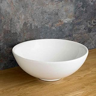 Clickbasin 40cm Dia Round Bathroom Sink | Easy Install Countertop Basin in White Ceramic | Stylish and Elegant Bowl | Arezzo