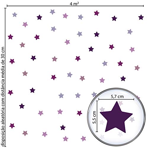 Adesivo de Parede Infantil Estrelas Roxas e Lilás