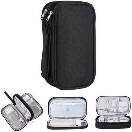 Microcase Taşınabilir Çift Katman ve Fermuarlı 8 Bölmeli Çoklu HDD Organizer Çanta -YB101 (L Beden 15x25cm) - Görsel 1