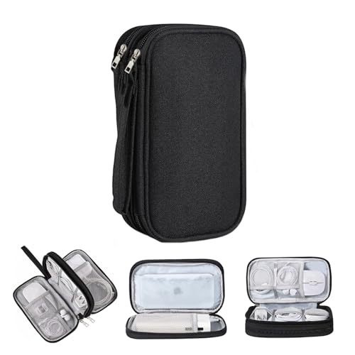 Microcase Taşınabilir Çift Katman ve Fermuarlı 8 Bölmeli Çoklu HDD Organizer Çanta -YB101 (M Beden 12x21cm)