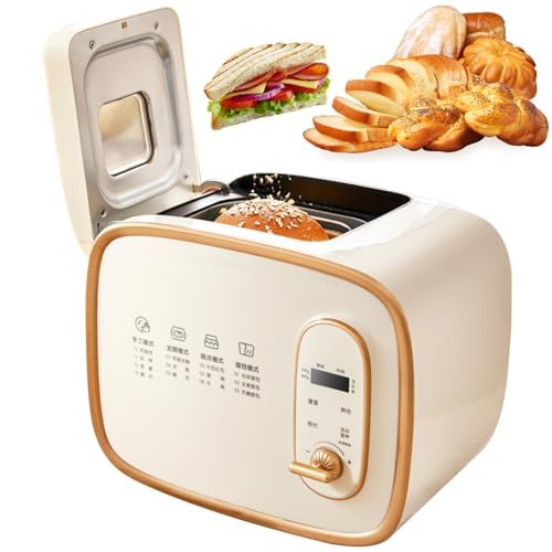 Máquina para hacer pan con amasado y fermentación automática de masa, reserva de 15 horas, 1 hora de mantenimiento, revestimiento antiadherente, sin gluten, diseño dividido, 3 opciones de corteza