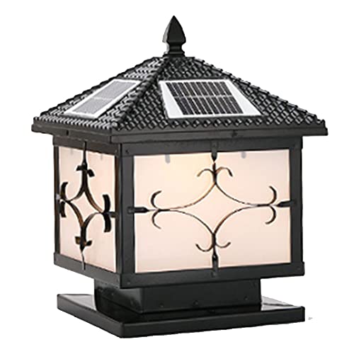 Lampada da Parete a LED Solare Ultra Luminosa per Esterni, Decorativa, con Base per Montaggio su molo, per Recinzione, Garage, Padiglione, Cortile, L, Nero, 11,8 x 12,2 Pollici