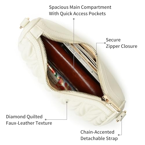 Image of Fastrack QuiltCrush Sling | Faux-Leather Women's Sling Bag| Detachable Chain Strap, Gold Hardware, Internal Pockets & Zipper Closure