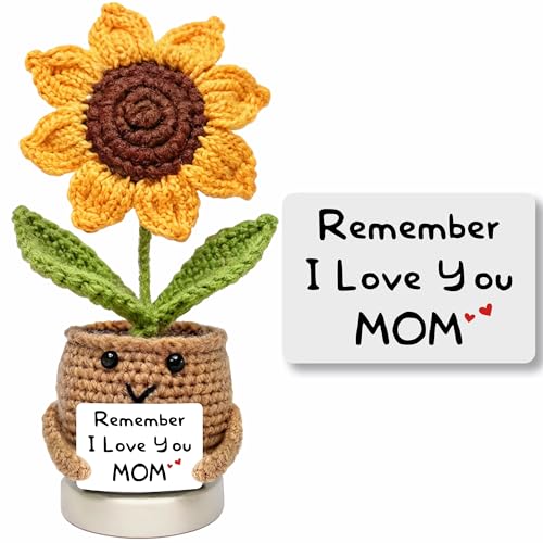 WITTSPOT for Mom from Daughter Son - Moms Birthday Gift Ideas Birthday Gifts for Moms Mothers - Positive Crochet Sunflower Handmade