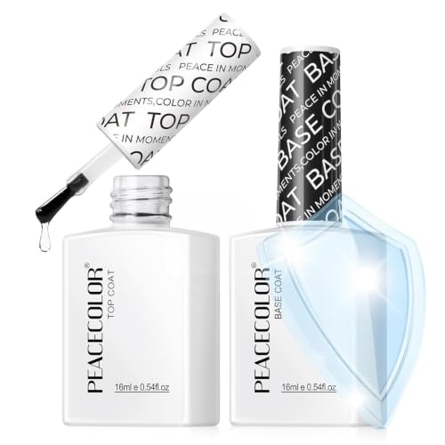 PEACECOLOR No Wipe Gel Top Coat and Base Coat Set, 2Pcs 16ML