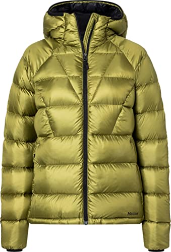Marmot Wm’s Hype Down Hoody New Chaqueta de plumón aislada ultraligera, factor de hinchazón de 800, Anorak impermeable, cortavientos para mujer, Military Green, M