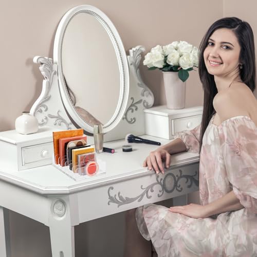 Anseom Eyeshadow Makeup Storage Organiser, 7 Compartment Palette Organiser Clear Plastic Makeup Storage Holder, Drawer Palette Holder Organiser Acrylic Makeup Organizer for Blusher Highlight Powder - Image 7