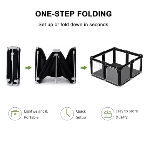 Image of Foldable Playpen for Babies and Toddlers, 50 inchx50 inch Portable Play Yard with Mat, Kids Collapsible Play Pen with Sturdy Metal Frame & Mesh Walls, Indoor & Outdoor Baby Fence Play Area