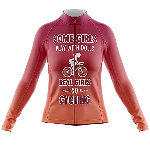 Maillot de cyclisme femme respirant à manches longues orange idéal pour le VTT et le vélo de route