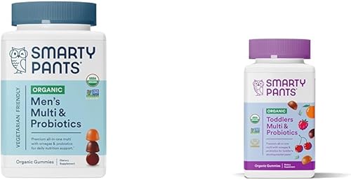 SmartyPants Multivitamínico para hombres, gomitas orgánicas probióticos, CoQ10, metilfolato, Omega 3 (ALA) y gomitas multivitamínicas orgánicas para