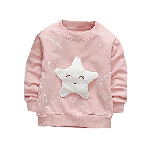 Infant Toddler Girls Boys Fall Winter Clothes Long Sleeve T-Shirt 0-2 Years Old,Cute Baby Star Printed Cotton Top (18-24 Months, Pink)