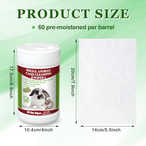 Image of 1 Pack Small Animal Cage Wipes 60 Count Small Animal Cage Clean up Wipes Removes Stubborn Caked-on Hamster Cages Cleaner for Pet Bunny Supplies Cleaning Deodorizing
