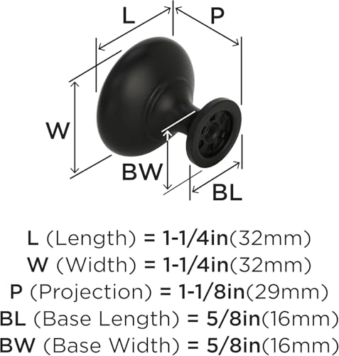 Image of Amerock 10 Pack 1-1 /4 inch Round Edona Matte Black Cabinet Knob | Durable Zinc drawer knob and cabinet hardware, ideal for kitchen cabinets, bathroom vanities, dressers, and furniture