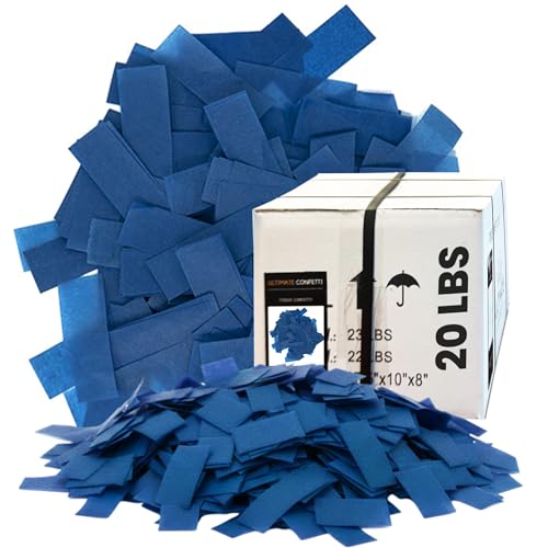 Image of Ultimate Confetti, Dark Blue Biodegradable Confetti - Rectangular Flame-Resistant Tissue Paper Confetti for Cannon and Launcher use - Best for Gender Reveal, Parties, and Concerts - 20 lb, 320 oz