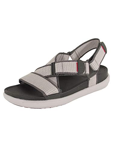 FitFlop Mens Sling II Webbing Back Strap Sandal, Soft Grey/Charcoal, US 13