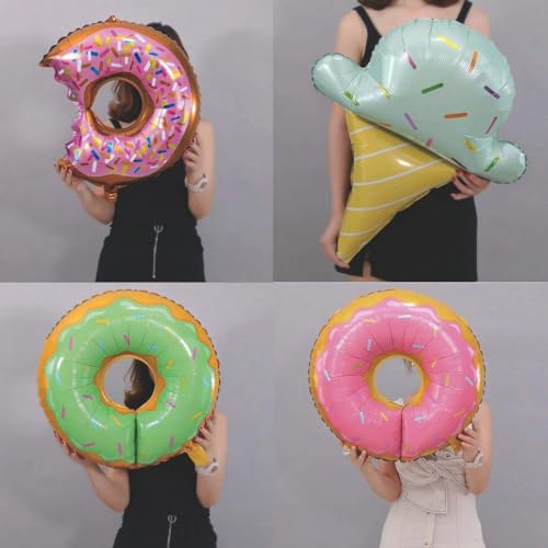 Image of 4 Pcs Sweet Donut Balloons, Ice Cream Foil Balloons, Candy Birthday Party Decorations Girls Kids Birthday Baby Shower,Birthday Balloons, Donut theme birthday decorations | ARV ZONE (Icecream 1st)
