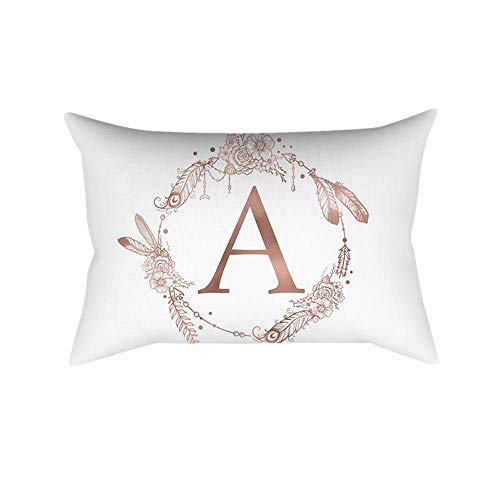 POPLY Coussin en Polyester Simple Lettre avec Poudre Doré Rose Est Une Taie d'oreiller Câlin 30x50 cm