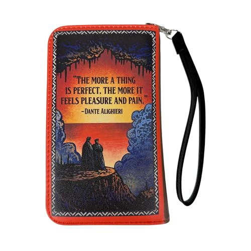Image of Women's Bifold Wallet Divine Comedy Book Wristlet, Orange 7 Inch