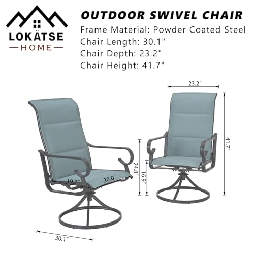 Image of LOKATSE Home High Back Textilene Outdoor Patio Swivel Chair Set of 2, 360 Mesh Rocker, for Backyard, Patio, Lawn, Garden