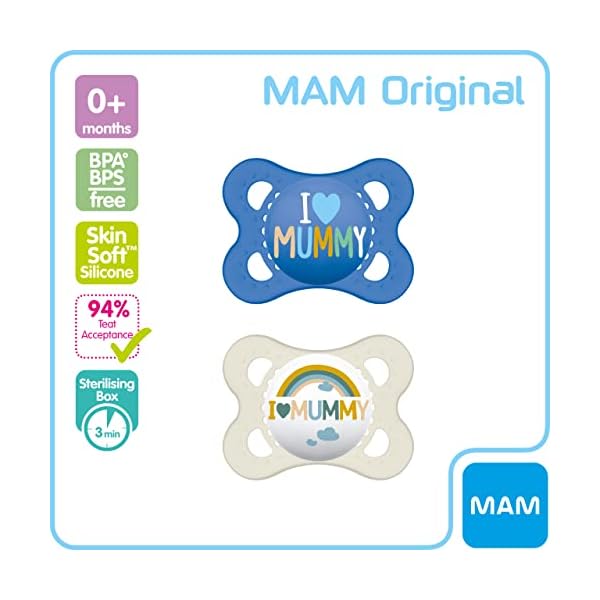 MAM Style 0+ Monate (2 Stück), Baby Schnuller mit selbststerilisierender Reisehülle, Neugeborene Essentials, Blau, I… – Bild 3