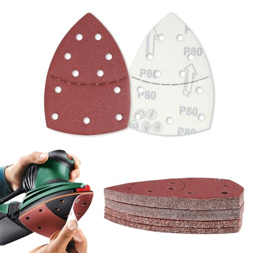 30 STK Schleifpapier Dreieckschleifer Schleifpapier Schleifblätter, 11 Loch Klett Schleifpads für, Mouse Schleifpapiere für Dreieckschleifer, 80 Körnung