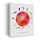 Sun Salutation Yoga Poster Canvas Wall Art for Home/Bedroom/Meditation Studio Decor - Yoga Pose Canvas Print Wall Art Painting Ready to Hang Spiritual Gifts - Easel & Hanging Hook 12x15 Inch