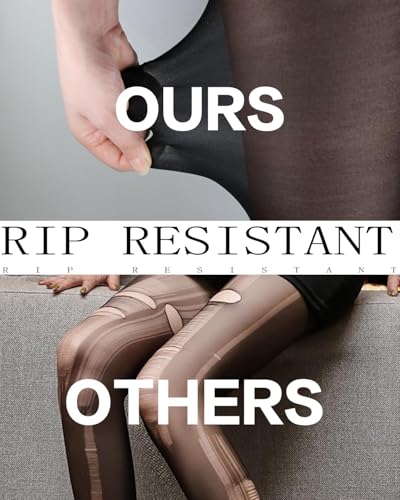 Image of DUCMODA Unbelievable Durability Sheer Tights for Women, 20D High Waist Stocking, Rip Resistant Strong Pantyhose
