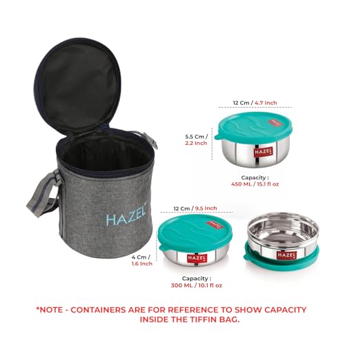 Image of HAZEL Lunch Bag for Office Men and Women | Water Resistant Tiffin Bag for Kids to School | Tiffin Cover Bag Only, Standing Bag
