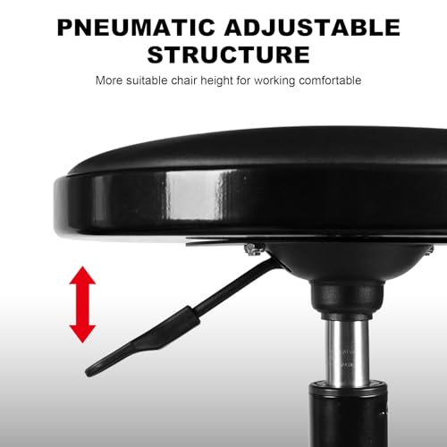 Image of Big RED Pneumatic Shop Stool, Adjustable Height Garage Bar Stool, 300-Pound Capacity Heavy Duty Steel Frame, Perfect for Home, Bar, Garage and Shop, Black