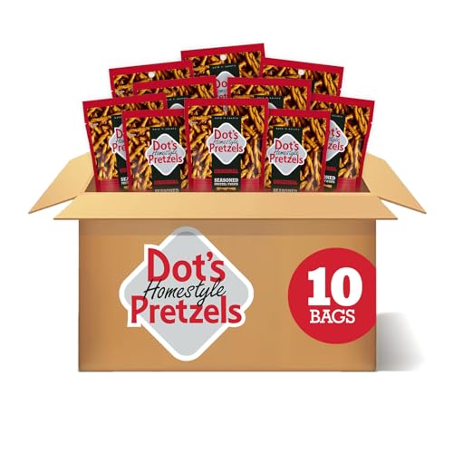 Dot's Homestyle Pretzels Original Seasoned Pretzel Twist Snack, 3.3oz Individually Sized Bag (10 Count)