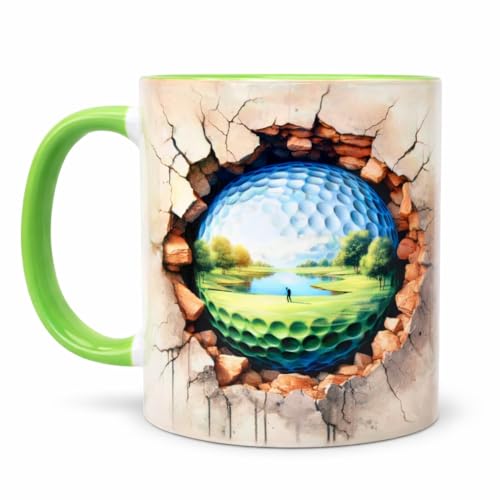 Shopi Zone Keramiktasse mit Golfmotiv in 3D-Effekt – ideal für Golfliebhaber und Natur