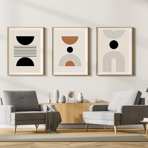 Ensemble de posters muraux d'art abstrait moderne LYBOHO kit affiches bohème 3 toiles 50x70cm
