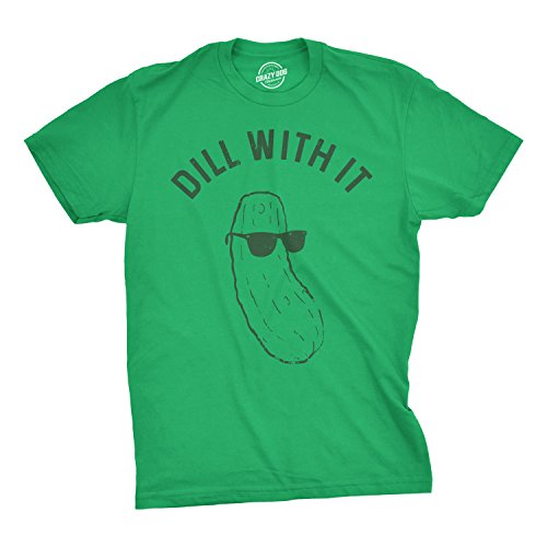 Mens Dill with It T Shirt Funny Cool Pickle...