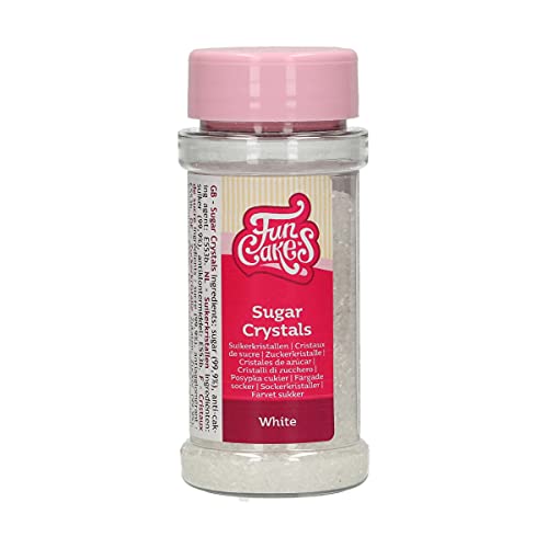 FunCakes Sugar Crystals Blanca,: Espolvoreado para Tartas, Gran Sabor, Perfecto para Decorar Tartas, Espolvoreado para Cupcakes. 80 g.