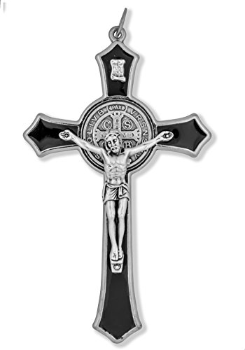 Large Saint Benedict Pectoral Cross with Colored Enamel (Black)