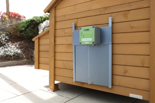 Kerbl Automatische Hühnertür Komplettset EasyProtect, mit Lichtsensor, B x H 32,5 x 58 cm, Batterie oder Netzbetrieb, 70590