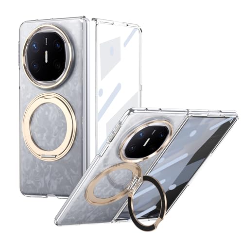 Coque Huawei Mate X6 transparente et ultra-fine avec protège-écran et anneau intégré - Doré