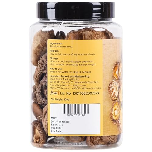Urban Platter Dried Shiitake Mushrooms, 100g (Umami-Rich | Perfect for Asian Soups, Stir-Fries & Sushi | Rehydrates Quickly)