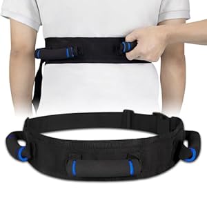 Gait Belt for Seniors, Transfer Belt with Handles, Safety Gate Belt for Elderly Lift Belts Physical Therapy with Quick Release Buckle Standing Aids & Support for Elderly Handicap Patient Care (Black)