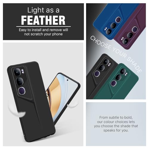 Image of WOW IMAGINE Slim Back Cover for Vivo Y300 5G | Blade Series Ultra Thin Case with Lightweight Design | Camera Protection | Soft Matte Silicone Flexible Mobile Case - Black