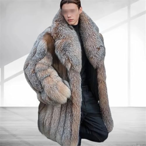 Real Fur Overcoat Men Long Winter Jacket With Suit Collar Fashion Warm Outerwear Thick Style4