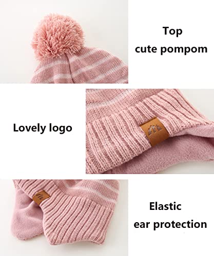 Monimo Girls Winter Hat Knitted Earflaps Girls Beanie Thicken Fleece Lining Kids Winter Hat4