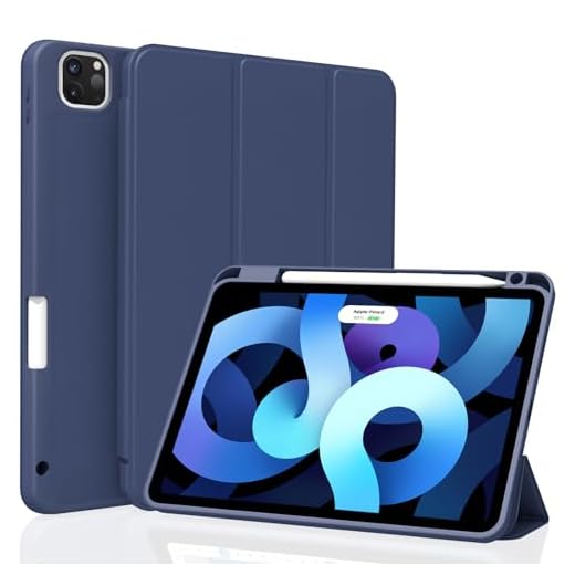Divufus Case with Pencil Holder for iPad Pro 11 inch 4th/3rd/2nd Generation | Trifold Stand Design, Auto Sleep/Wake, Lightweight Soft TPU Shell, Smart Cover for iPad Pro 11" 2022/2021/2020, Navy Blue