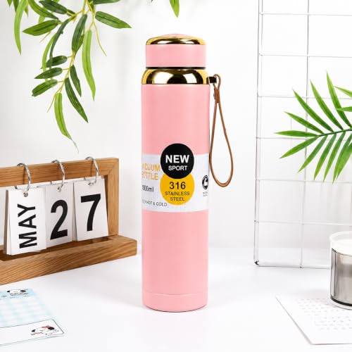Image of 316 Stainless Steel Water Bottle 1 Litre | Hot & Cold | Durable & Leak-Proof | For Office, Home, Kids, School For Women Men | 1000ml water bottle | Rose Blush