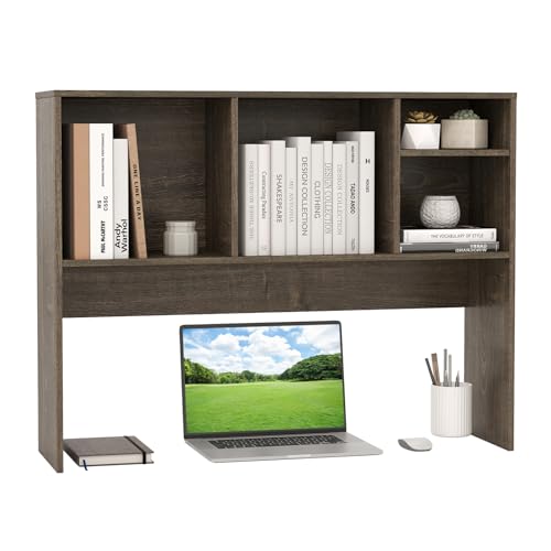 GOPLUS Regał biurkowy, regał stołowy z 4 otwartymi półkami, regał biurkowy, organizer blatu, regał dodatkowy do gabinetu i biura, 94 x 25 x 73 cm (Grau)