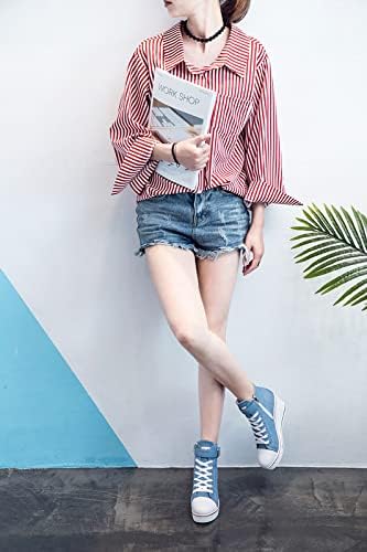 Women's Sneaker Shoes High Heel Fashionable Canvas Shoes High Tube Lace Up Wedge Edge Zipper Slope Angle Shoes Size 4-11 - Image 8