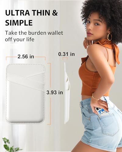 Senose Wallet Compatible for MagSafe, Magnetic Card Holder, White | Compatible for iPhone 17/16/15/14/13/12 Series, Ultra-Thin Magnetic Phone Wallet, 3 Independent Card Slot, Vegan Leather - image 4